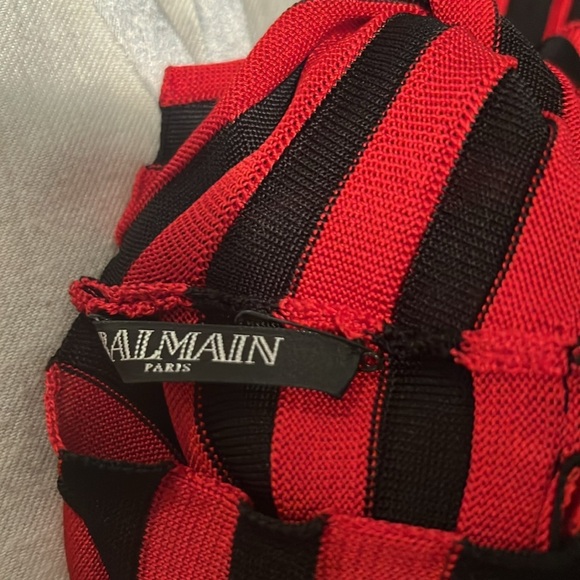 BALMAIN red and black striped top, Sz 38 - Picture 3 of 3